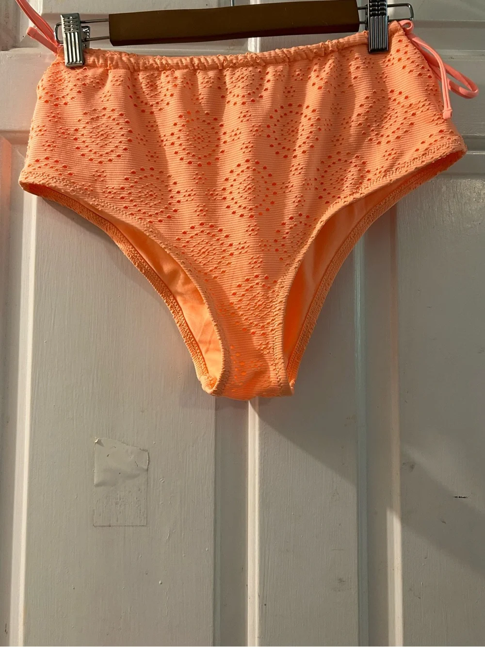aerie Orange High-Waist Eyelet Bikini Bottoms
